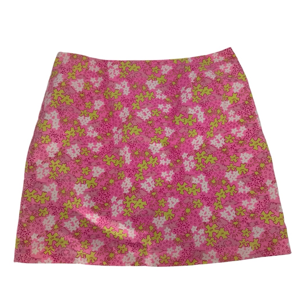Vintage Lilly Pulitzer Happy‎ Hippo Floral Mini Pencil Skirt 6